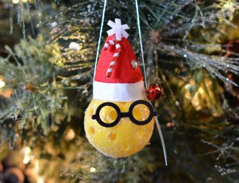 Mini Santa Christmas Pickleball Ornament on Christmas Tree
