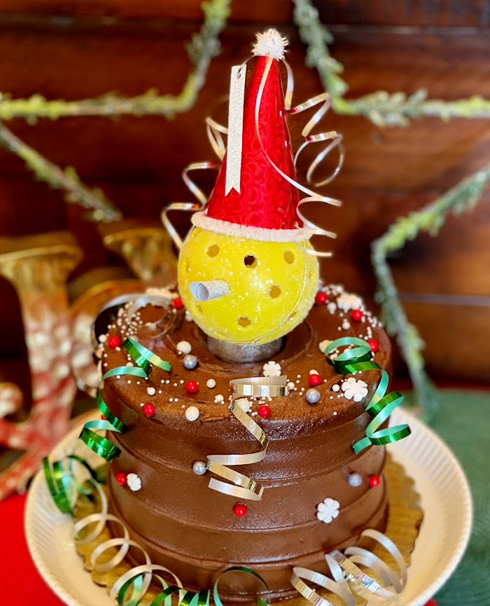 Christmas Pickleball Cake Decoration