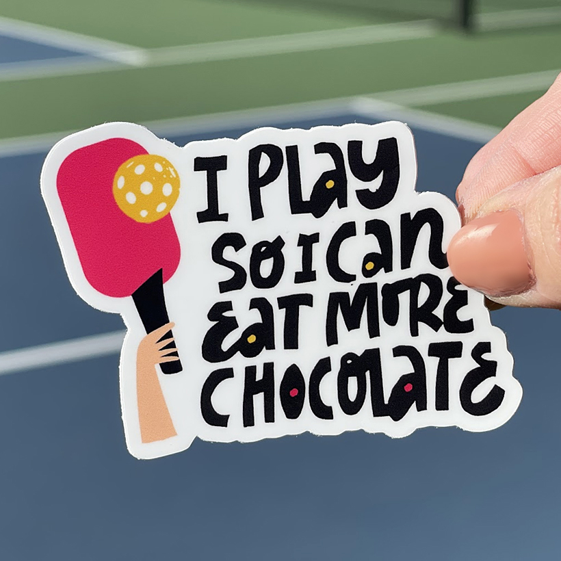 Pickleball sticker in hand